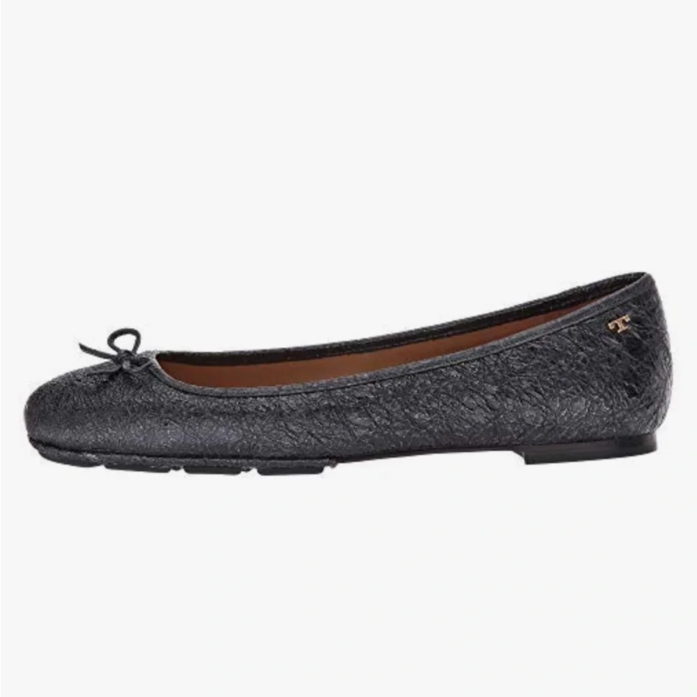 TORY BURCH Laila 2 Crinkle Bow Navy Blue Black Women’s Size 10.5 Ballet Flats